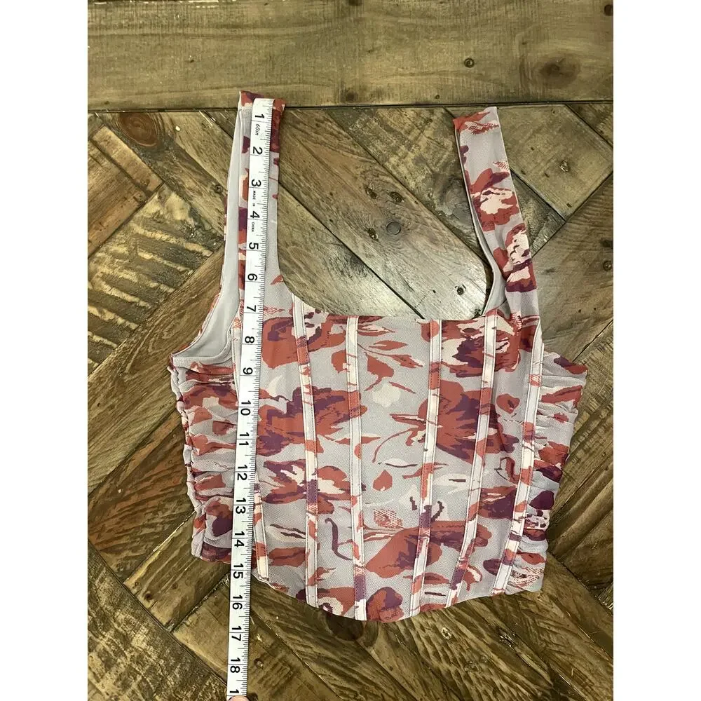 Free People Out & About Floral Mesh 2 Piece Corset Top Skirt Set Small